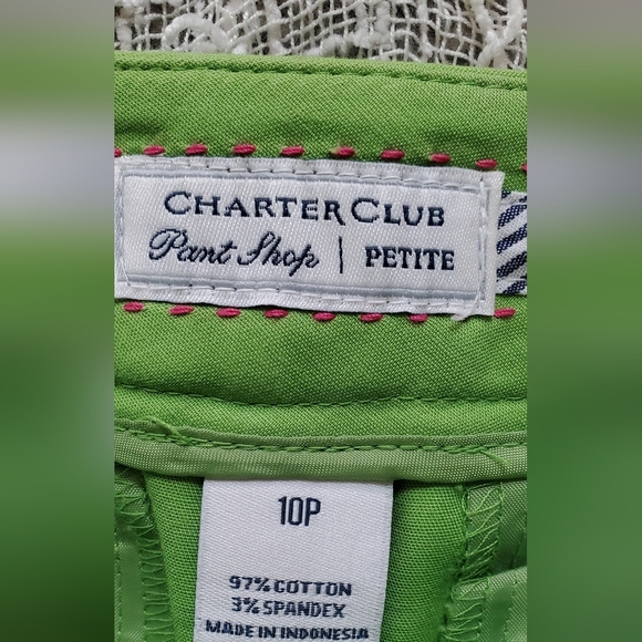 💚5/$25 Charter Club Paint Shop Vibrant Green Cropped Ankle Chino Pants Size 10 - Picture 4 of 5